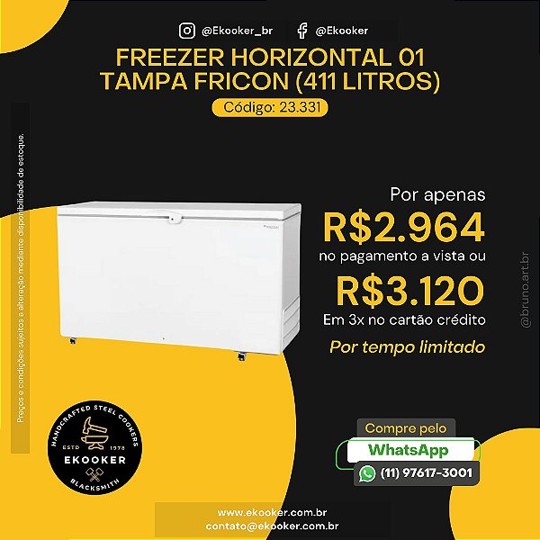 Freezer Horizontal 01 Tampa Fricon 411 litros