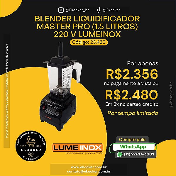 Blender Liquidificador Master Pro (1,5 Litros) 22oV LumeInox