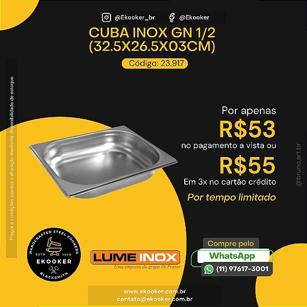 Cuba Inox GN 1/2 (32.5X26.5X0.3 CM) LumeInox