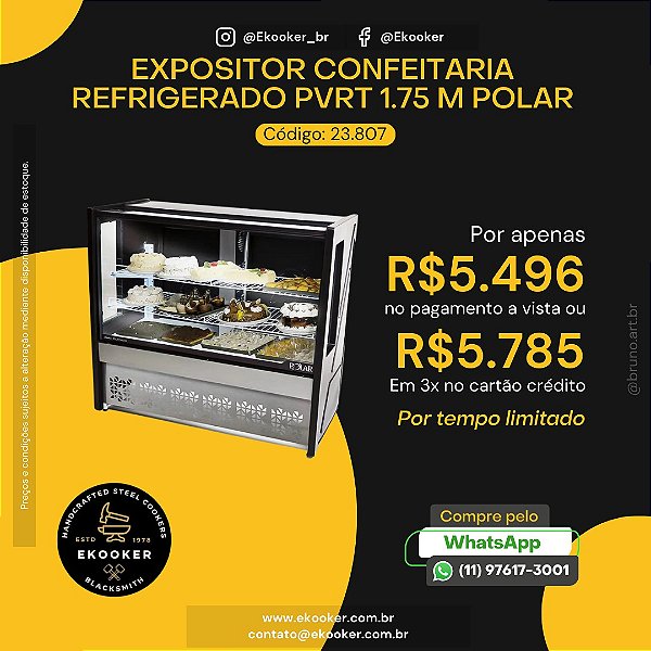 Expositor Confeitaria Refrigerado PVRT 1.75 M Polar
