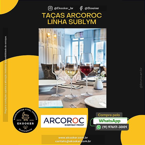 Taça 550 ML ARCOROC Linha Sublim (12 unidades)