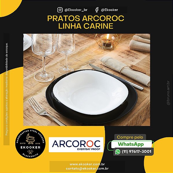 Prato Fundo Branco 21 CM ARCOROC Linha Carine (12 unidades)
