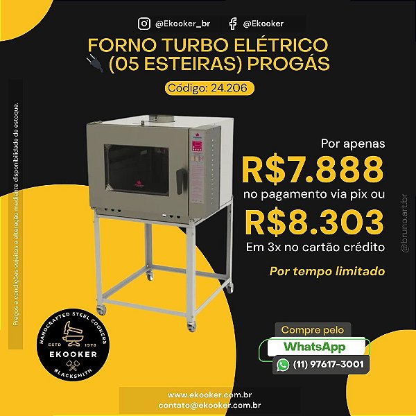 Forno Turbo Elétrico 5 Esteiras Progás