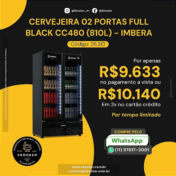 Cervejeira 02 Portas Full Black CC480 (810L) IMBERA