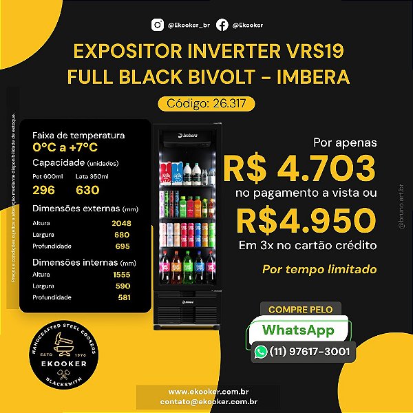 Expositor inverter VRS19 Full Black Bivolt - IMBERA