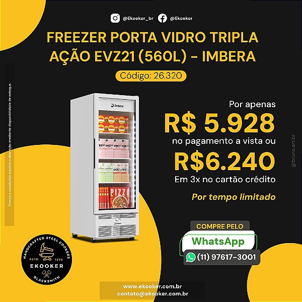 Freezer Porta Vidro Tripla Ação EVZ21 (560L) - IMBERA