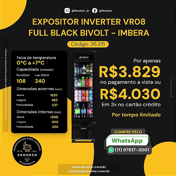 Expositor Inverter VR08 Full Black Bivolt - IMBERA