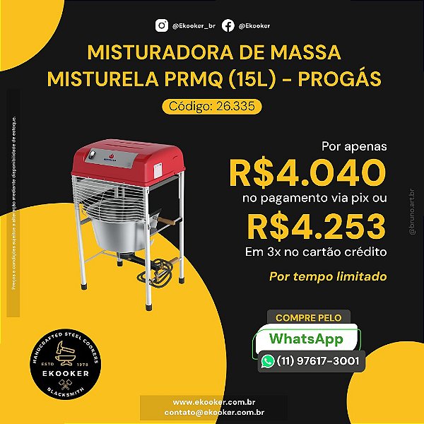 Misturador de Massa Misturela PRMQ 15 L - Progás