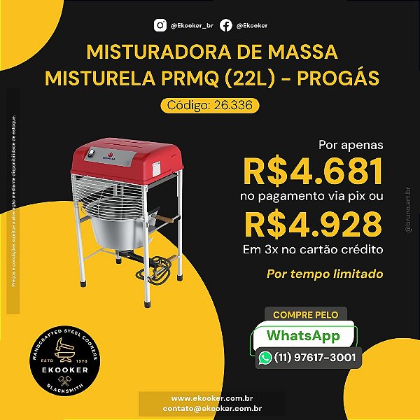 Misturador de Massa Misturela PRMQ 22 L - Progás