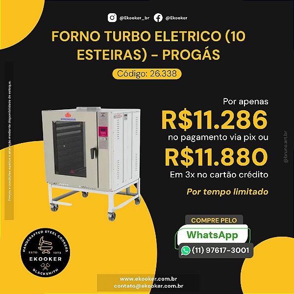 Forno Turbo Elétrico 10 Esteiras - Progás