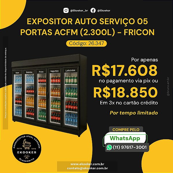 Expositor Auto Serviço 05 Portas ACFM (2.300l) - Fricon