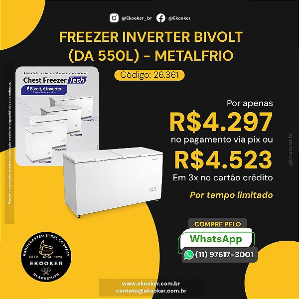 FREEZER INVERTER BIVOLT (DA 550L) - METALFRIO