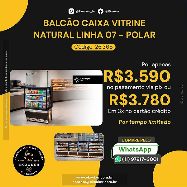 Balcão Caixa vitrine Natural Linha 07 - POLAR
