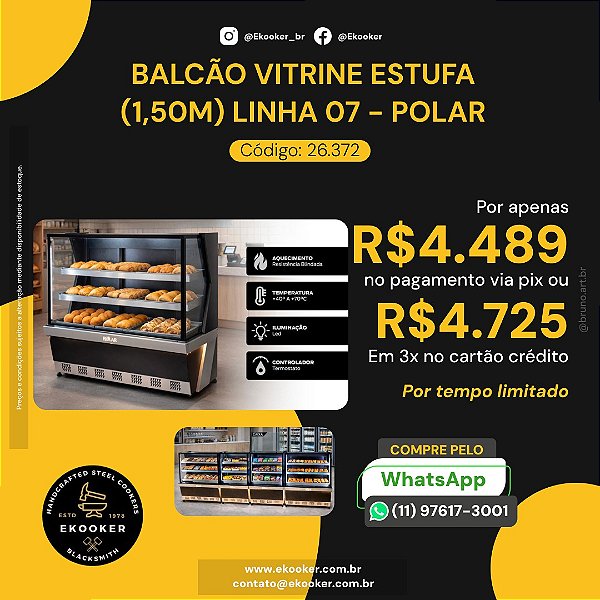Balcão Vitrine Estufa (1,50M) LINHA 07 - POLAR