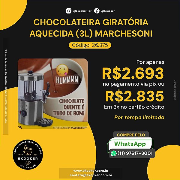 CHOCOLATEIRA GIRATÓRIA AQUECIDA (3L) MARCHESONI