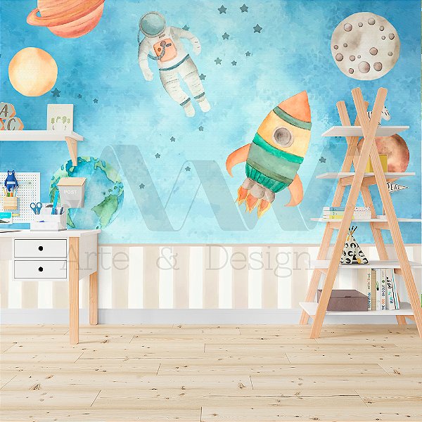 Papel de parede Adesivo  - Astronauta com ripado