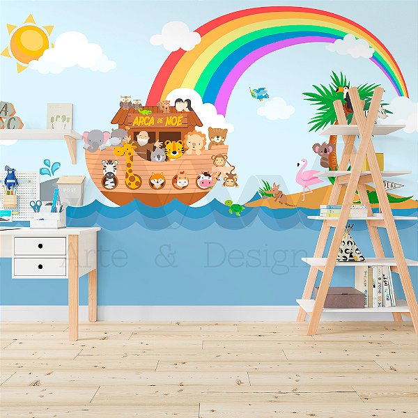 Papel de parede Adesivo - Arca de Noé com animais