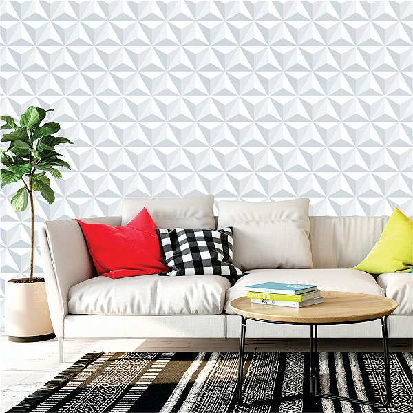 Papel de parede -  Geométrico no formato de triângulos de efeito Gesso 3D