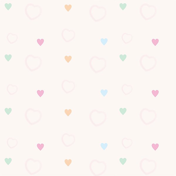 Papel de Parede - pequenos corações coloridos em fundo branco