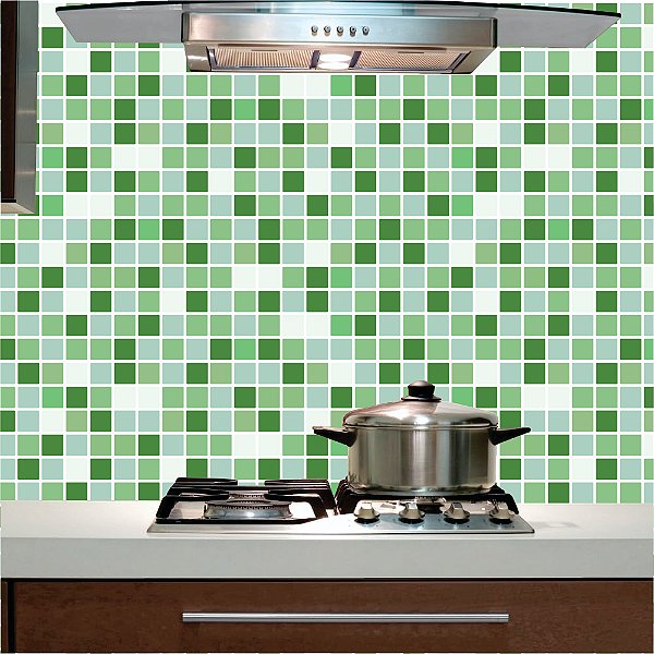 Papel de Parede - Pastilhas em diversos tons de verde