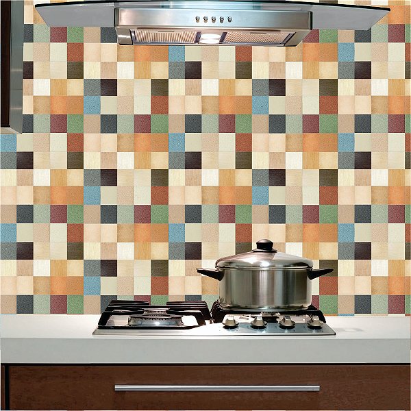 Papel de parede - Pastilhas com quadrados coloridos