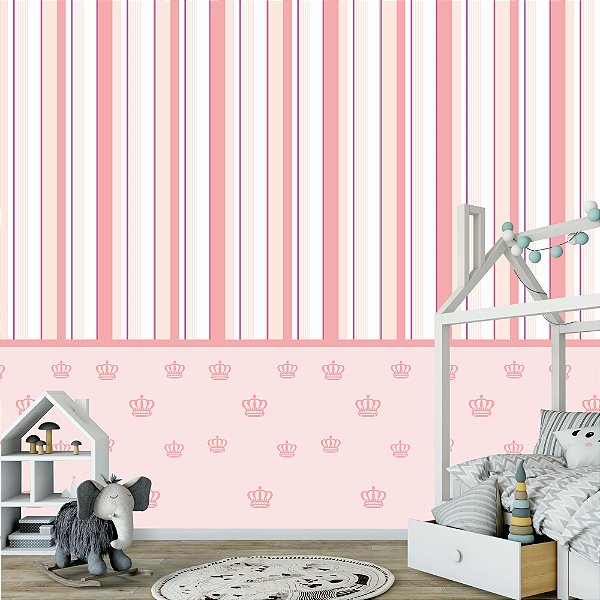Papel de Parede - Listrado em tons de rosa