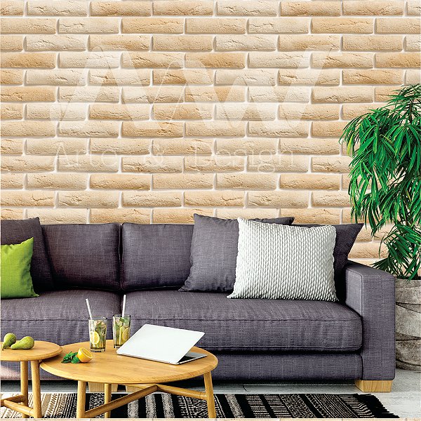 Papel de Parede - tijolinho marrom meio tom