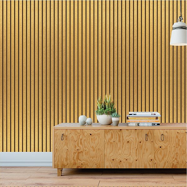Papel de parede - Ripado dourado com textura de glitter