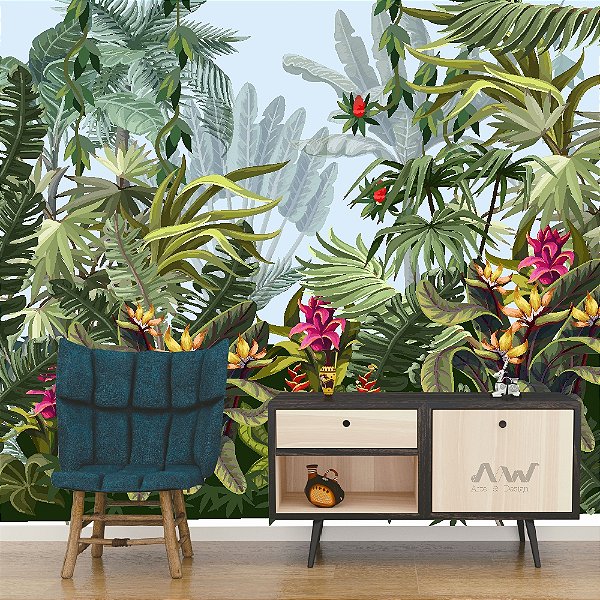 Papel de parede Adesivo - Folhagem Tropical
