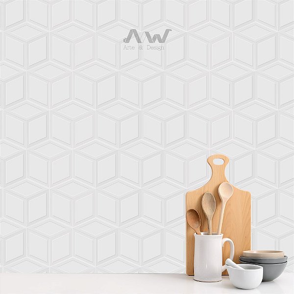 Papel de Parede Adesivo - 3D Geométrico em Cubos