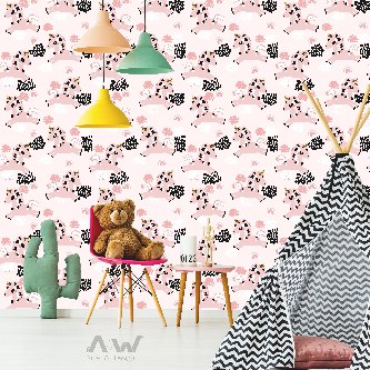 Papel de Parede Adesivo -  Unicórnio Rosa Saltitante