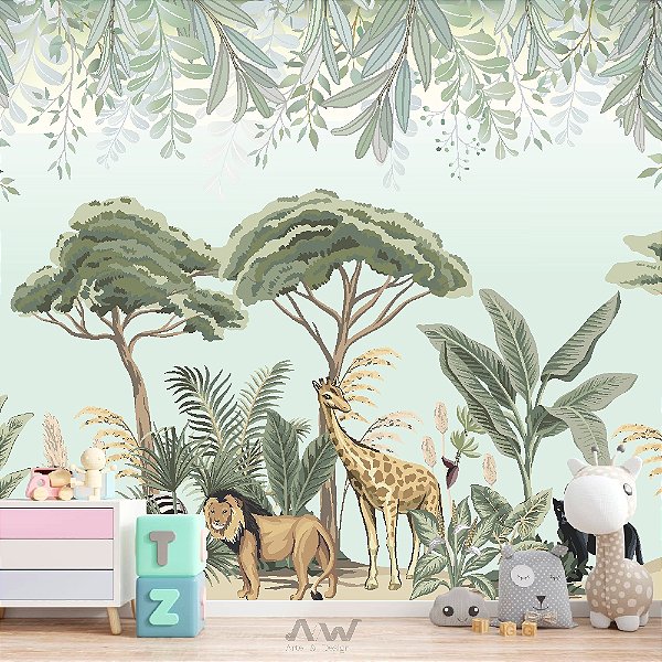 Papel de Parede Adesivo -  Safari com Jardim Suspenso