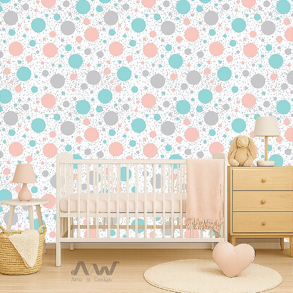 Papel de Parede Adesivo - Bolinhas Coloridas