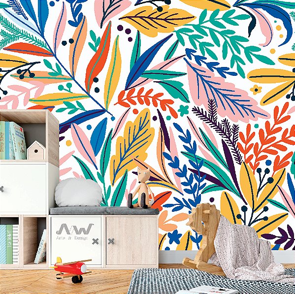 Papel de Parede Adesivo - Folhagem Desenhos
