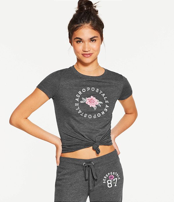 Camiseta Aeropostale Gráfico Floral Feminina