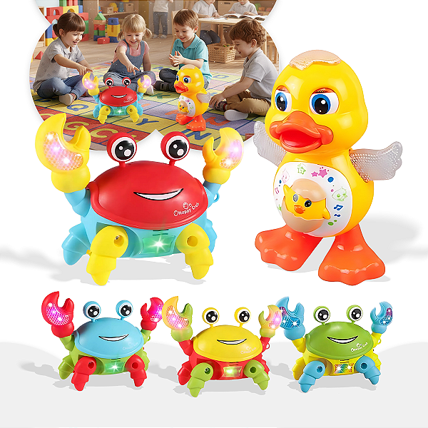 Kit Brinquedo Pato Dançante E Caranguejo Fujão
