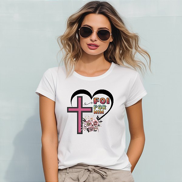 Camisetas personalizadas com imagem "Foi Por Mim" com impressão de alta qualidade nos tamanhos P, M, G, GG e XG