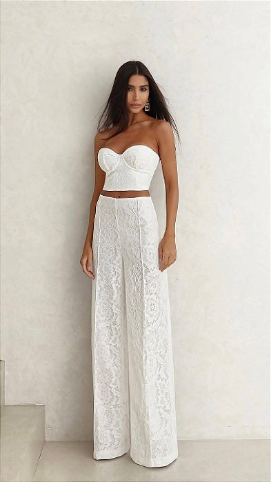 Conjunto Alfaiataria Rendado Feminino Branco