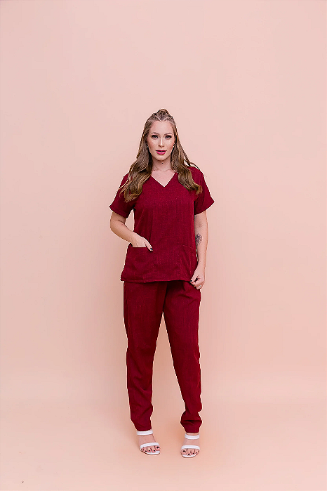 Conjunto Scrub Melange Vinho