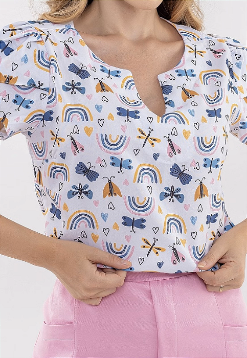Conjunto Scrub Mel Borboletas