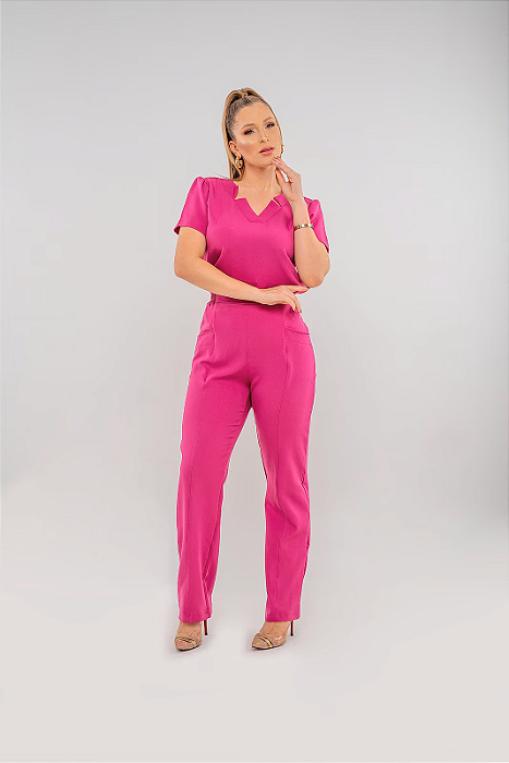 Conjunto Scrub Sara Fúcsia Alfaiataria