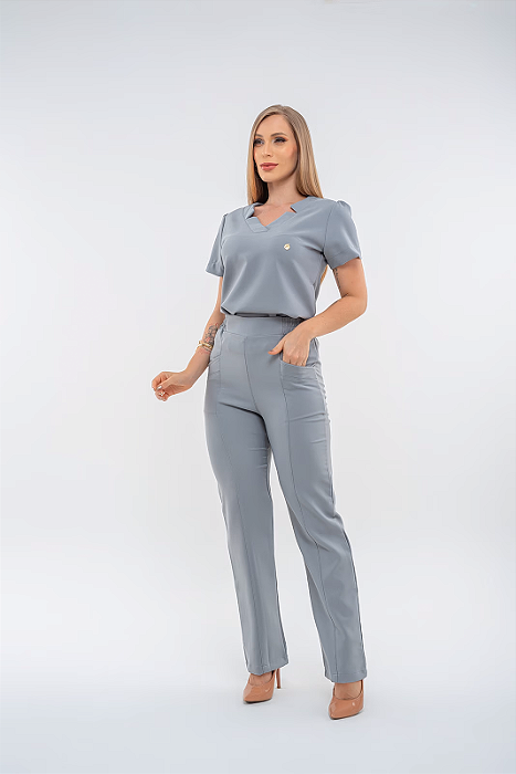 Conjunto Scrub Sara Cinza Alfaiataria