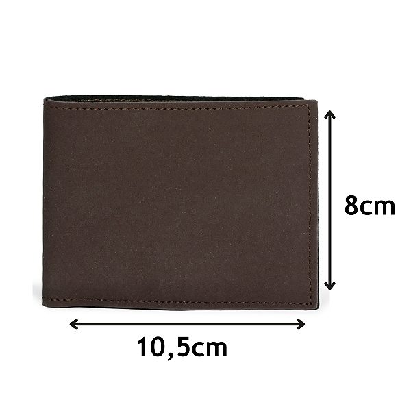 Carteira masculina couro ecológico nobuck café - Marrom