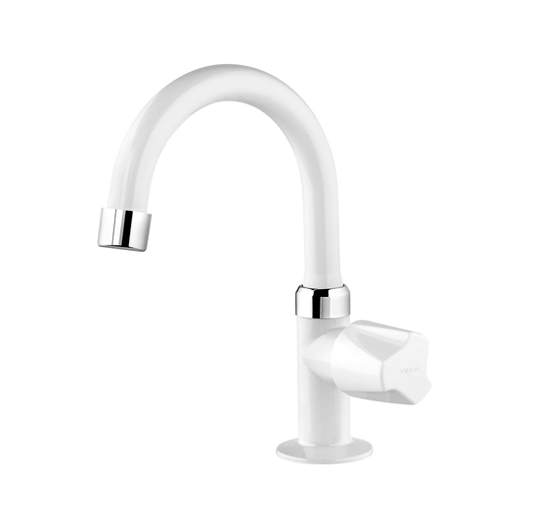 TORNEIRA MESA FOZ BRANCA/CROMADO 1/4 VOLTA VIQUA 1110702