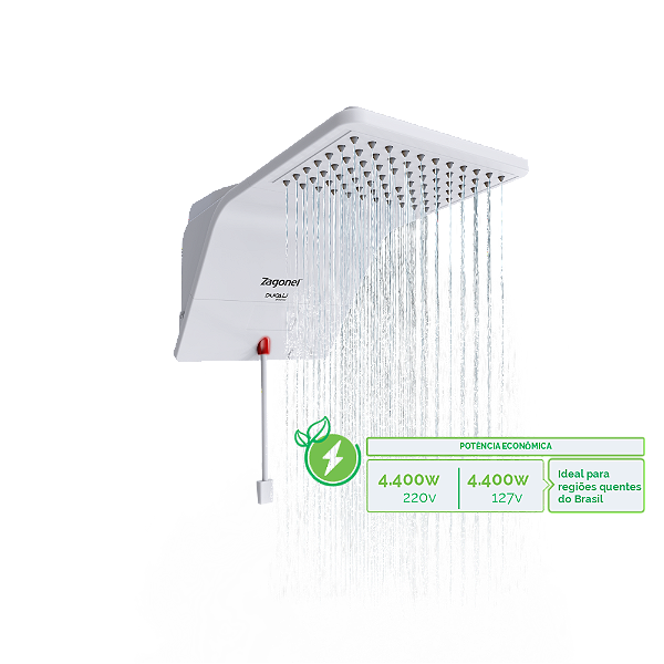 CHUVEIRO ELETRICO ZAGONEL DUCALI BRANCO ELETRONICA 4400W 220V