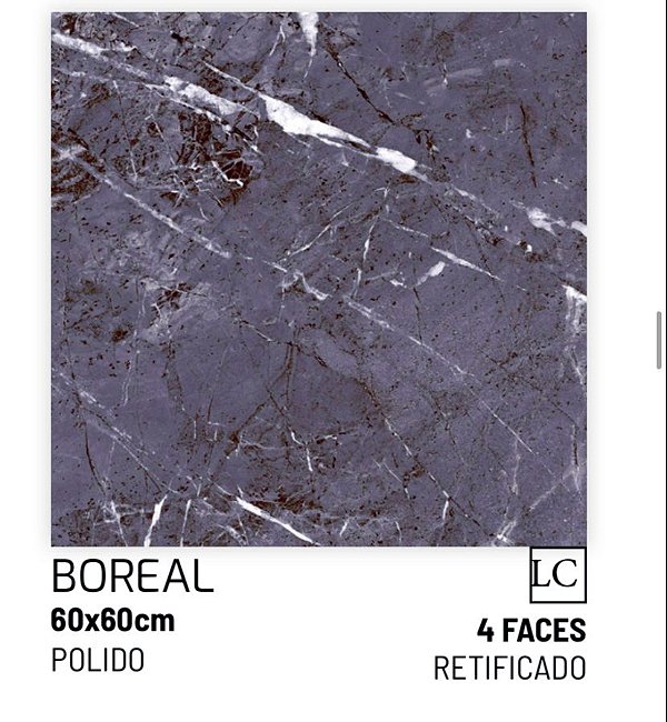 PISO HD 60X60 CERAL BOREAL POLIDO RETIFICADO VENDA POR CAIXA, caixa com 2,16M2