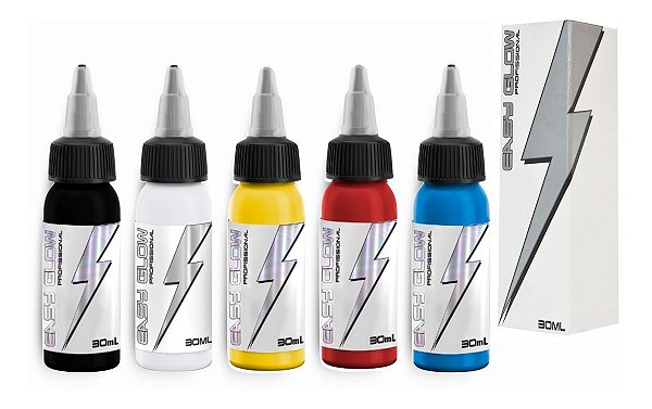 SET 5 CORES ELECTRIC INK PARA TATTOO PROFISSIONAL EASY GLOW