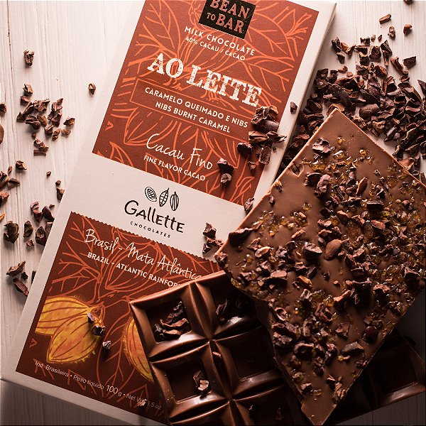 Barra Bean to Bar 40% Cacau com Nibs e Caramelo Queimado