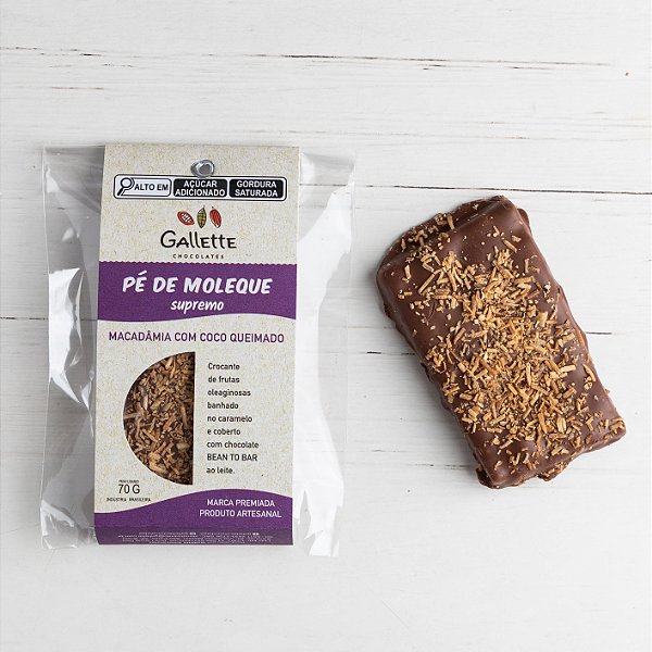 Tablete Pé de Moleque de Macadâmia com Coco Queimado