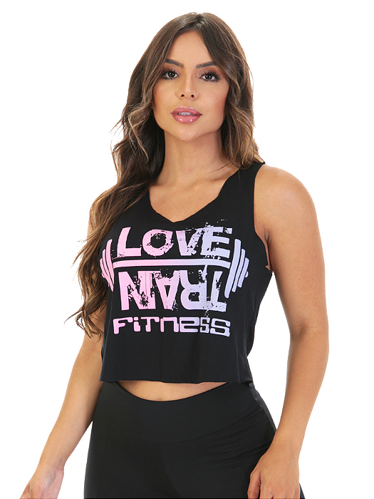 Top Cropped Blusa Branco Frases Academia Fitness Love Gym em